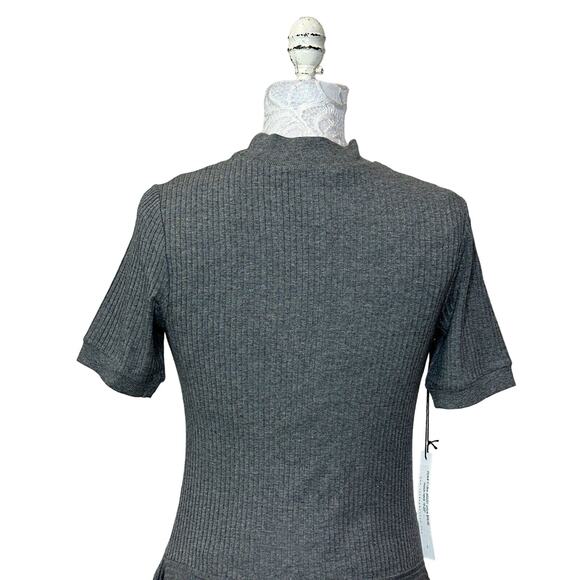 Susana Monaco Stretchy Ribbed Knit Short Sleeve Dress Gray Women's Small NWT - Picture 7 of 11
